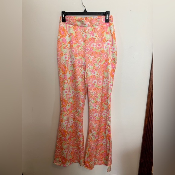 Princess Polly Maddie Set Floral Orange Silky Bra Top Flares high waist festival - Picture 15 of 16